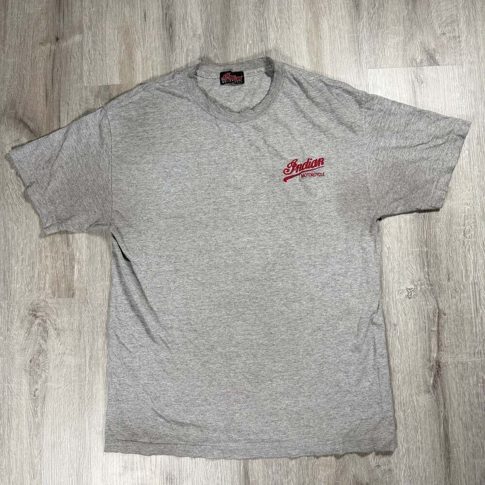Bikercore Indian Motorcycle Classic Logo Gray T-Shirt Large